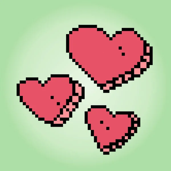Bit Heart Symbol Pixels Love Icon Vector Illustrations — Stock Vector