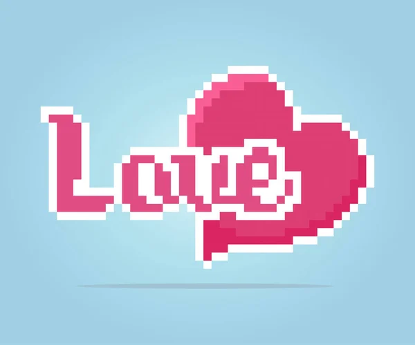 Bit Kalp Sembolü Pikselleri Vektör Çizimlerinde Aşk Simgesi — Stok Vektör