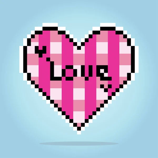 Бітові Пікселі Символів Серця Піктограма Любові Векторних Ілюстраціях — стоковий вектор