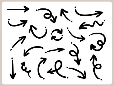 Pek çok koleksiyondaki soyut Doodle Arrows İnce Çizgi Siyah. Vektör illüstrasyonunda Ok İmzası
