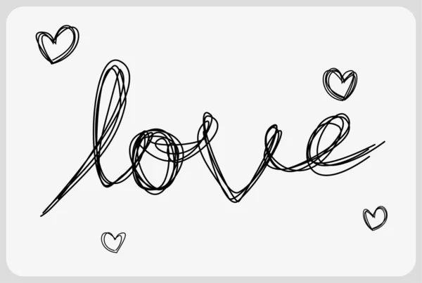 Tangled Grungy Scribble Hand Drawn Thin Line Shape Love Vector — Stock Vector