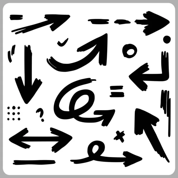 Abstrait Doodle Arrows Thin Line Black Dans Nombreuses Collections Flèche — Image vectorielle