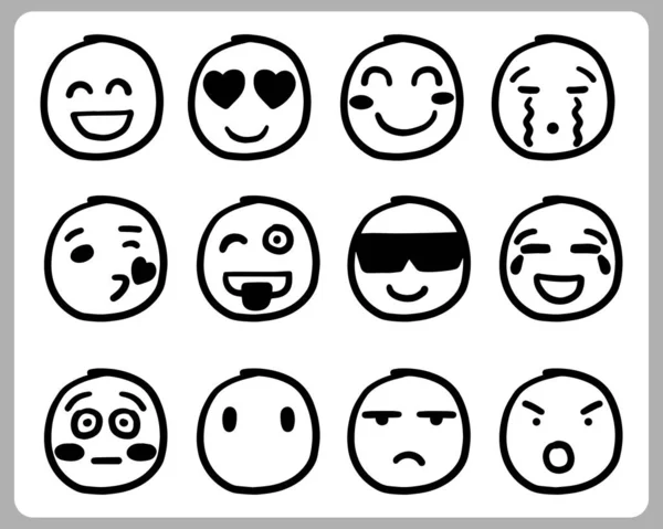 Doodle Abstract Emotion Icon Thin Line Set Vector Illustration — Vector de stock