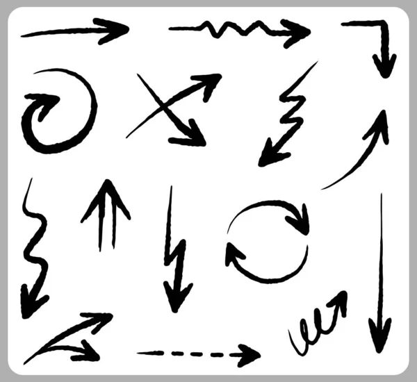 Flèches Dessinées Main Flèches Doodle Abstraites Thin Line Noir Dans — Image vectorielle