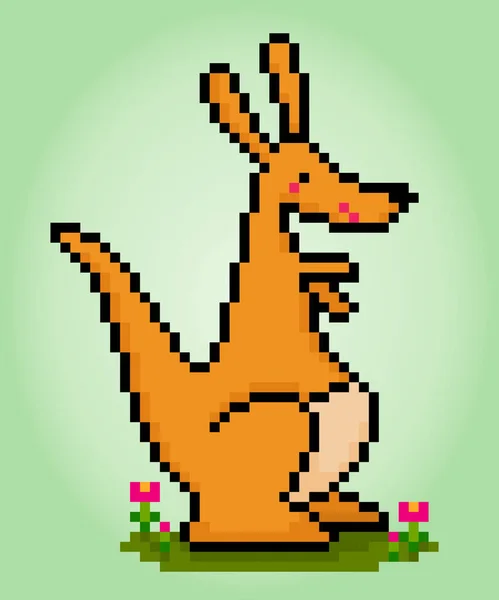 Pixel Bits Kangourou Illustration Animal Vector Pour Point Croix Actifs — Image vectorielle