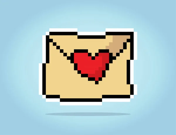 Bit Pixel Letter Envelopes Game Assets Vector Illustrations — Stock Vector