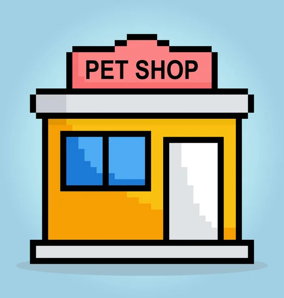 Bit Pixel Pet Shop Marketing Home Icon Game Assets Web — Stock Vector