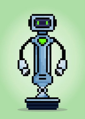 8 bit piksel modern teknoloji, akıllı robot. Oyun varlıkları ve vektör resimlerindeki web simgeleri için simge pikselleri.