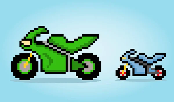 Bit Pixel Motorrad Vektorillustrationen Für Spielobjekte Oder Kreuzstichmuster — Stockvektor