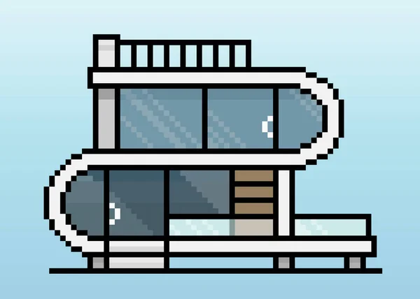 Modelos Modernos Casa Pixels Bits Futuras Casas Para Ativos Jogos —  Vetores de Stock