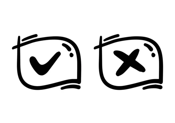 Handritad Doodle Abstrakt Checkmark Ikonen Vektor Illustration — Stock vektor