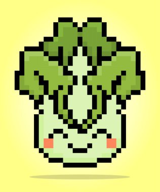 Piksel 8 bit hardal karakteri. Oyun varlıkları için bitkiler ve vektör çizimlerindeki çapraz dikişler.