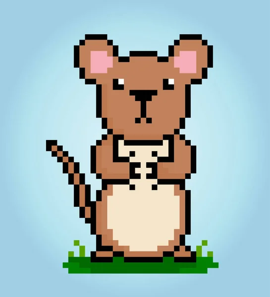 Bitowy Szczur Pikselowy Stoi Zwierzęta Łowne Wzory Szwów Krzyżykowych Ilustracjach — Wektor stockowy