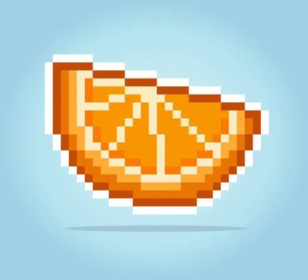 Bit Piksel Portakal Dilimi Oyun Varlıkları Için Citrus Meyvesi Vektör — Stok Vektör