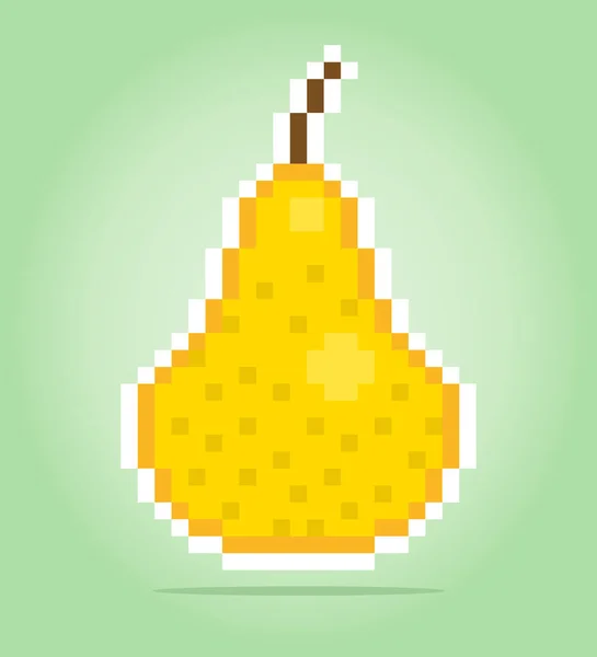 Bitowy Owoc Gruszki Pixel Art Piksele Owoców Dla Zasobów Dziczyzny — Wektor stockowy