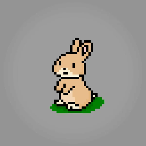 8ビットピクセルのウサギ ゲーム資産やクロスステッチパターンのためのベクトルイラストの動物のピクセル — ストックベクタ