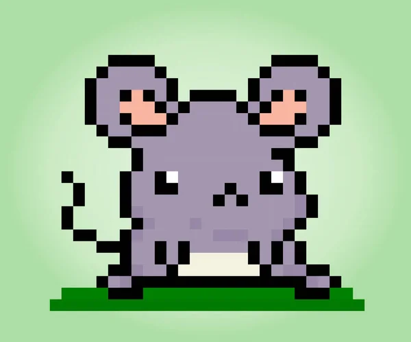 Bit Pixelratte Tiere Für Spielobjekte Und Kreuzstichmuster Vektorillustrationen — Stockvektor