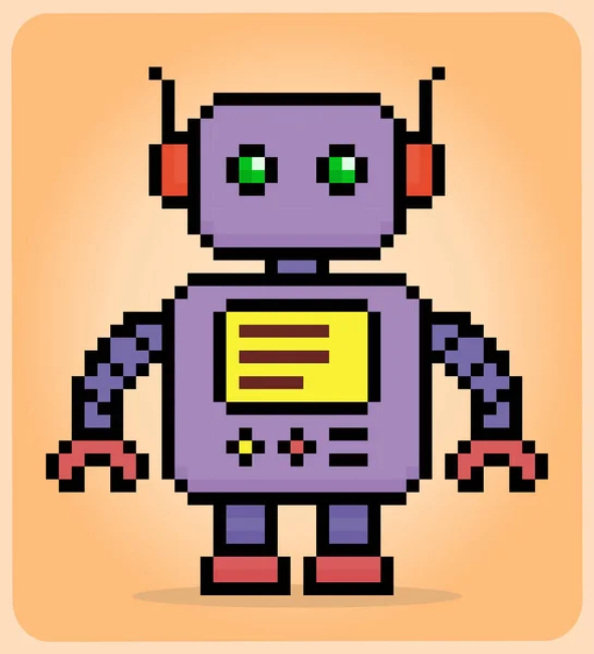 Oyun varlıkları için vektör çizimlerinde 8 bit piksel robot.