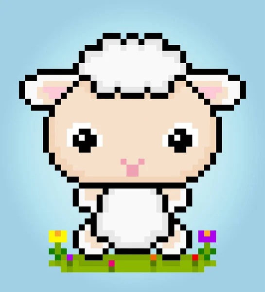 Bit Pixel Von Schafen Tierische Pixel Für Spielobjekte Und Kreuzstichmuster — Stockvektor
