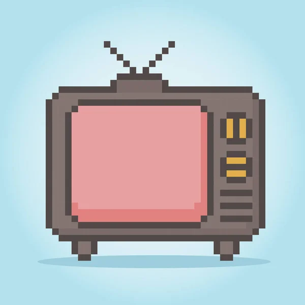 Bit Pixel Classic Television Vector Illustration Game Assets Inglês Vintage — Vetor de Stock