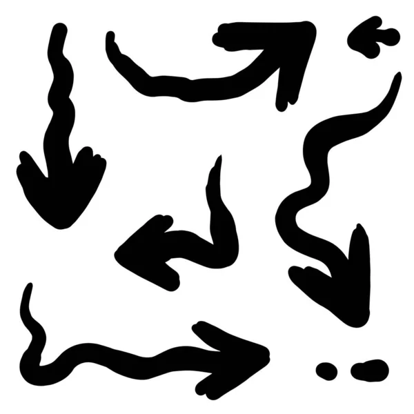Flèches Dessinées Main Flèches Doodle Abstraites Thin Line Noir Dans — Image vectorielle