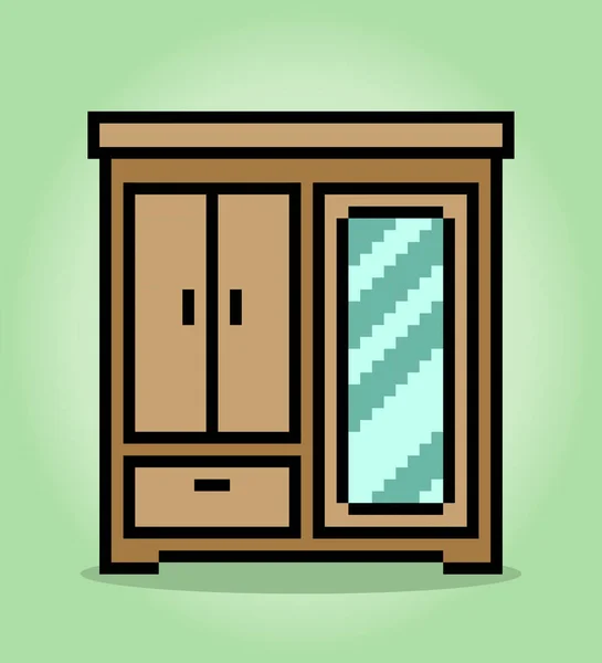 Bit Pixel Holzkleidung Vektorillustrationen Für Spielobjekte Pixelkunst Kleiderschrank — Stockvektor