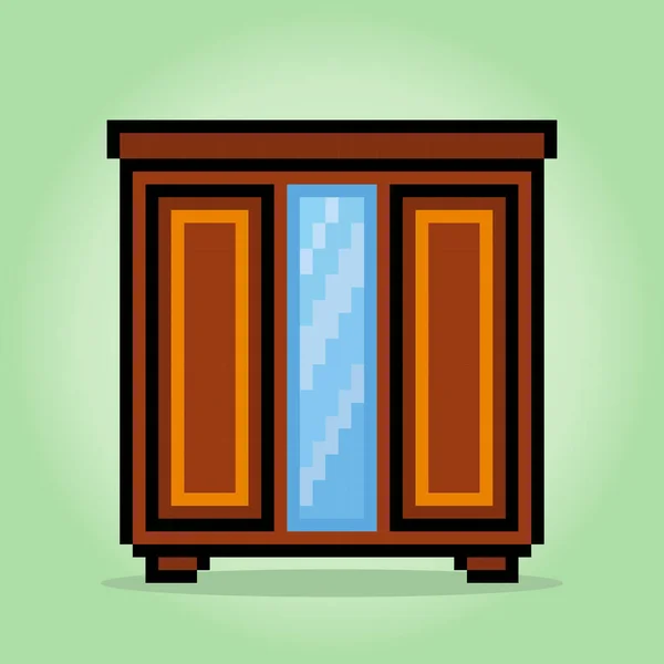 Bit Pixel Holzkleidung Vektorillustrationen Für Spielobjekte Pixelkunst Kleiderschrank — Stockvektor