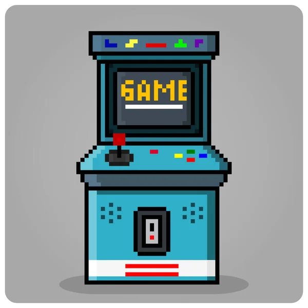 8-bit piksel retro oyun konsolu. Çapraz dikiş ve oyun değerleri için Vektör illüstrasyonunda video oyun makinesi.
