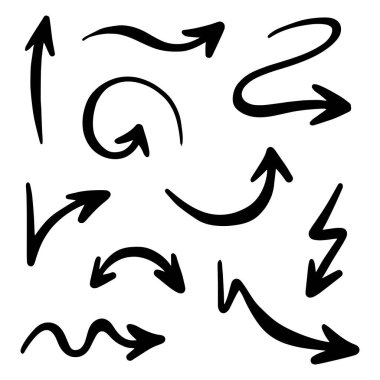 Vektör el çizimi ok soyut karalama çizgisi biçimi