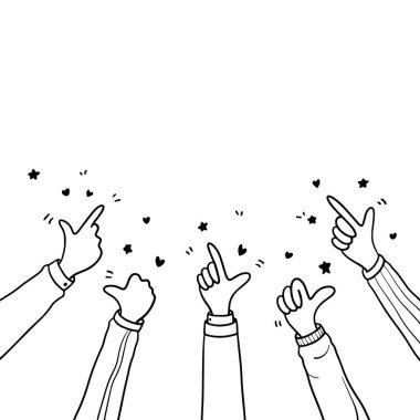 Doodle alkışlar el kaldırma ya da el çırpma hareketi yapar. İş temasını vektörle kutla