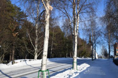 Kemijarvi 'deki Kirkkokatu Caddesi, Laponya, Finlandiya