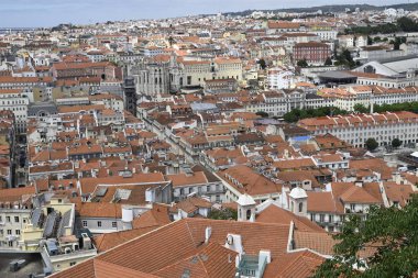 Lizbon, Portekiz. Sao Jorge Kalesi 'nden panormik görüntü
