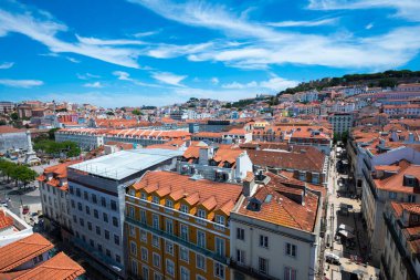 Lizbon, Portekiz. Santa Justa asansöründen panoramik manzara.