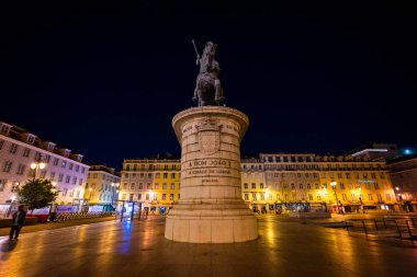  Lizbon, Portekiz. Da Figueira Meydanı ve Dom Joao I. de Portugal Anıtı. 