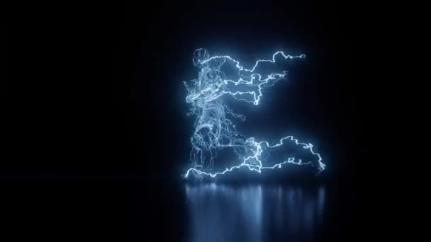 Quantum Runner Zeigt Den Elektrischen Menschen Der Durch Die Lebendige — Stockvideo