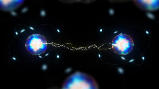 Quantum Entanglement Atom Vizuálně Zkoumá Složitý Tanec Částic Ukazuje Tajemnou — Stock video