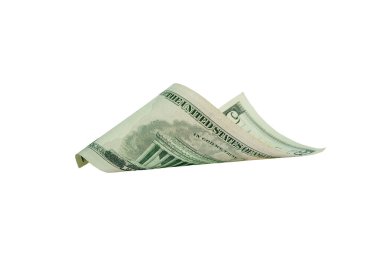 Beş dolar. Değeri az. Amerikan doları. 5 dolar. Para beyaz arkaplanda izole edildi.