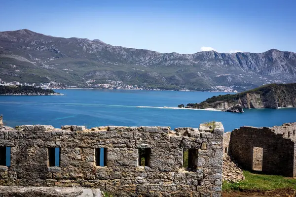 Budva Montenegro Abril 2022 Uma Vista Para Ilha Sveti Nikola — Fotografia de Stock