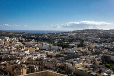 Rabat, Gozo, Malta - 18 Nisan 2023 Rabat 'ın eski kasabasındaki kale harabelerinden görüntüler. 