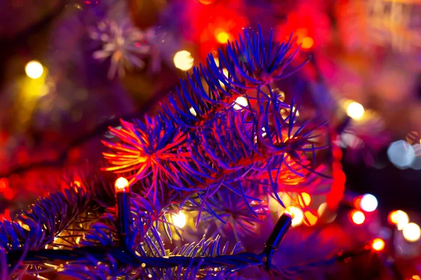 Рождественская Елка Темноте Синем Сиянии Рождество Новый Год Фон Дизайна — стоковое фото