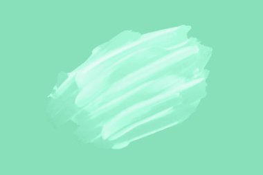 Nane yeşili arka planda beyaz cilt kremi lekesi. Taze kozmetik reklamları, eko güzellik ürünleri, sağlıklılık görselleri veya minimalist cilt bakımı ve markalaşma için mükemmel.