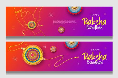 Mutlu Raksha Bandhan Festivali Bayrak Tasarım Şablonu