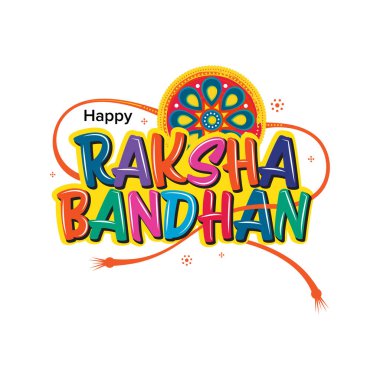 Metin Tipografi Vektörü İllüstrasyonlu Mutlu Raksha Bandhan Festivali Etiket Bayrağı