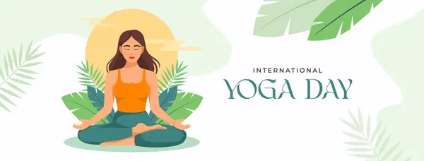 Uluslararası Yoga Günü Kutlama Kavram Vektörü İllüstrasyon Arkaplanı
