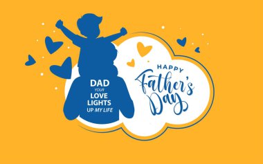 Babalar günü kartında baba ve çocuk var.