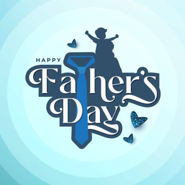 Babalar günü kartında baba ve çocuk var.