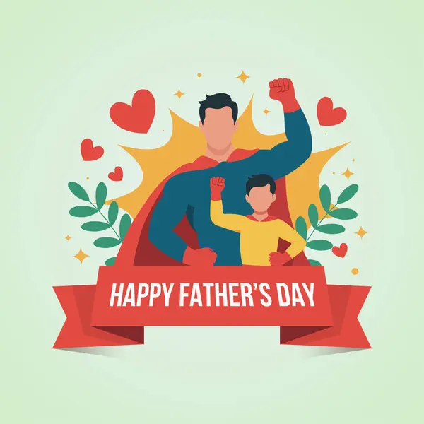 Babalar günü kartında baba ve çocuk var.