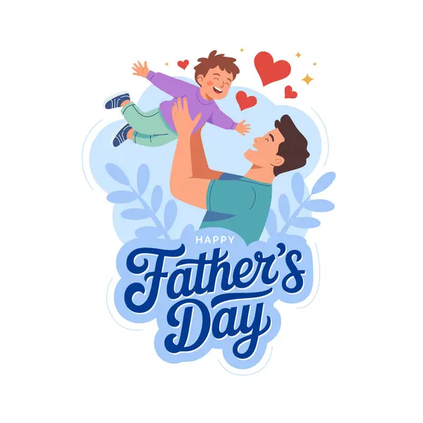 Babalar günü kartında baba ve çocuk var.