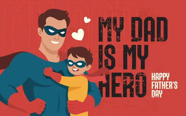 Babalar günü kartında baba ve çocuk var.