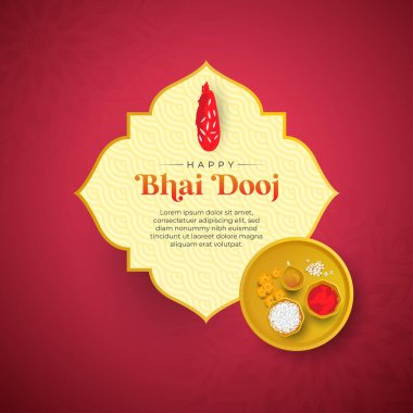 Geleneksel Hint Elementleri ve Törensel Tabaka Vektörü Şablon Tasarımı Çizimi ile Güzel Bhai Dooj Kutlaması